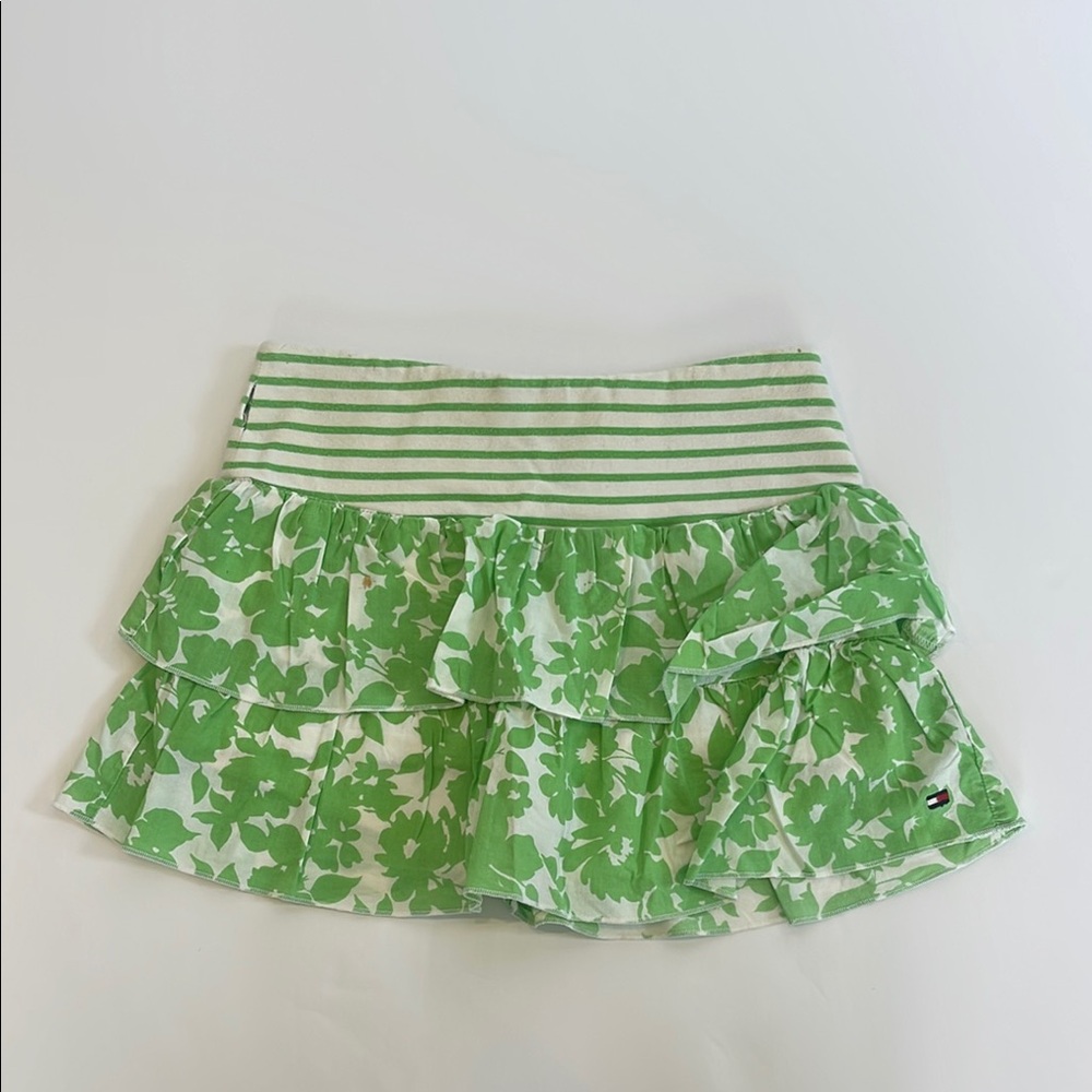 Tommy Hilfiger Green and White Bubble Mini Skirt Size 6